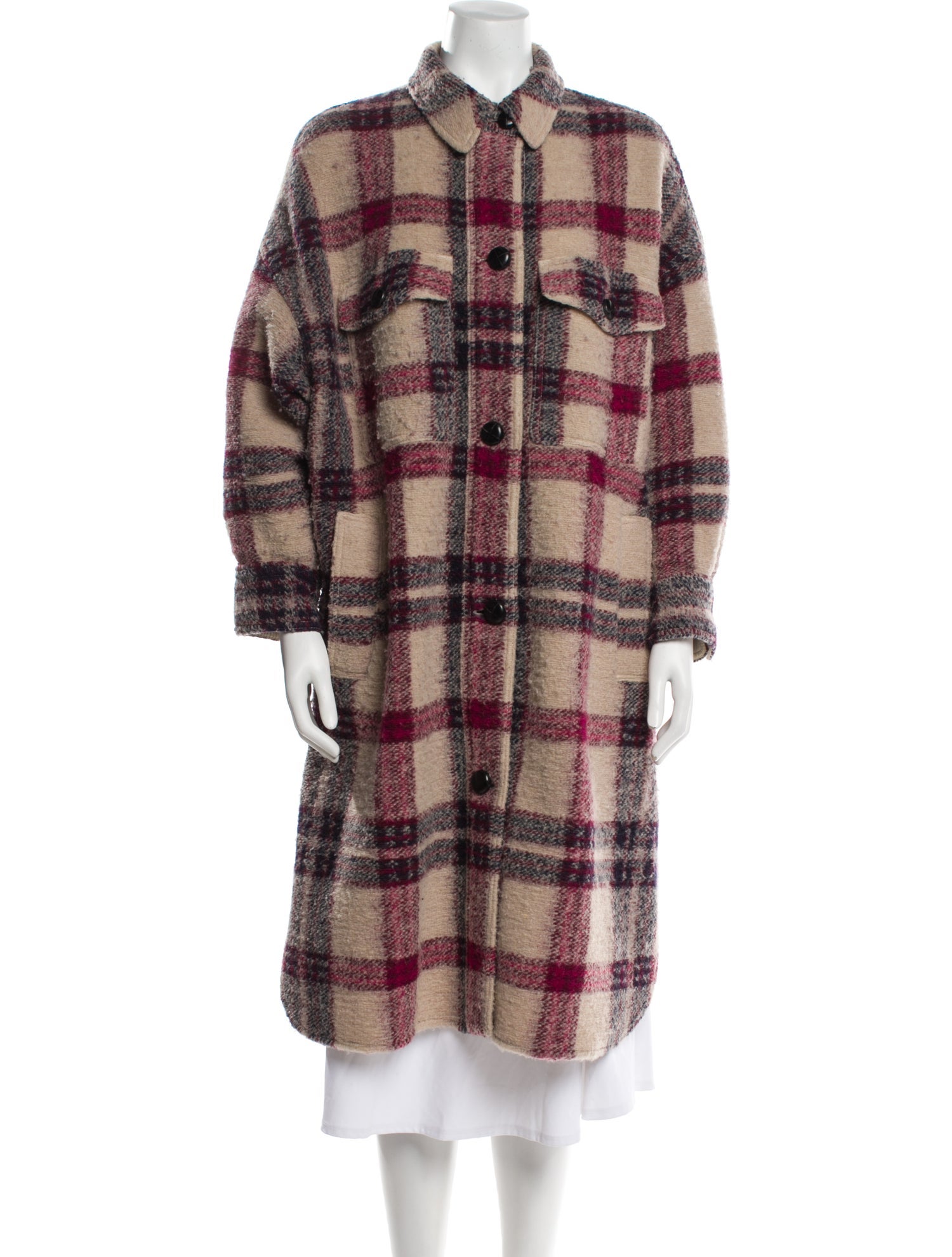 Étoile Isabel Marant Wool Plaid Print Peacoat