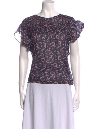 Étoile Isabel Marant Printed Bateau Neckline Top