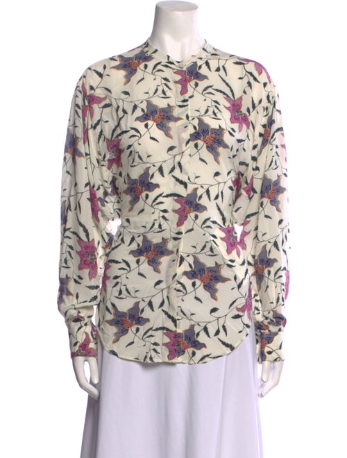Étoile Isabel Marant Floral Print Mock Neck Button-Up Top