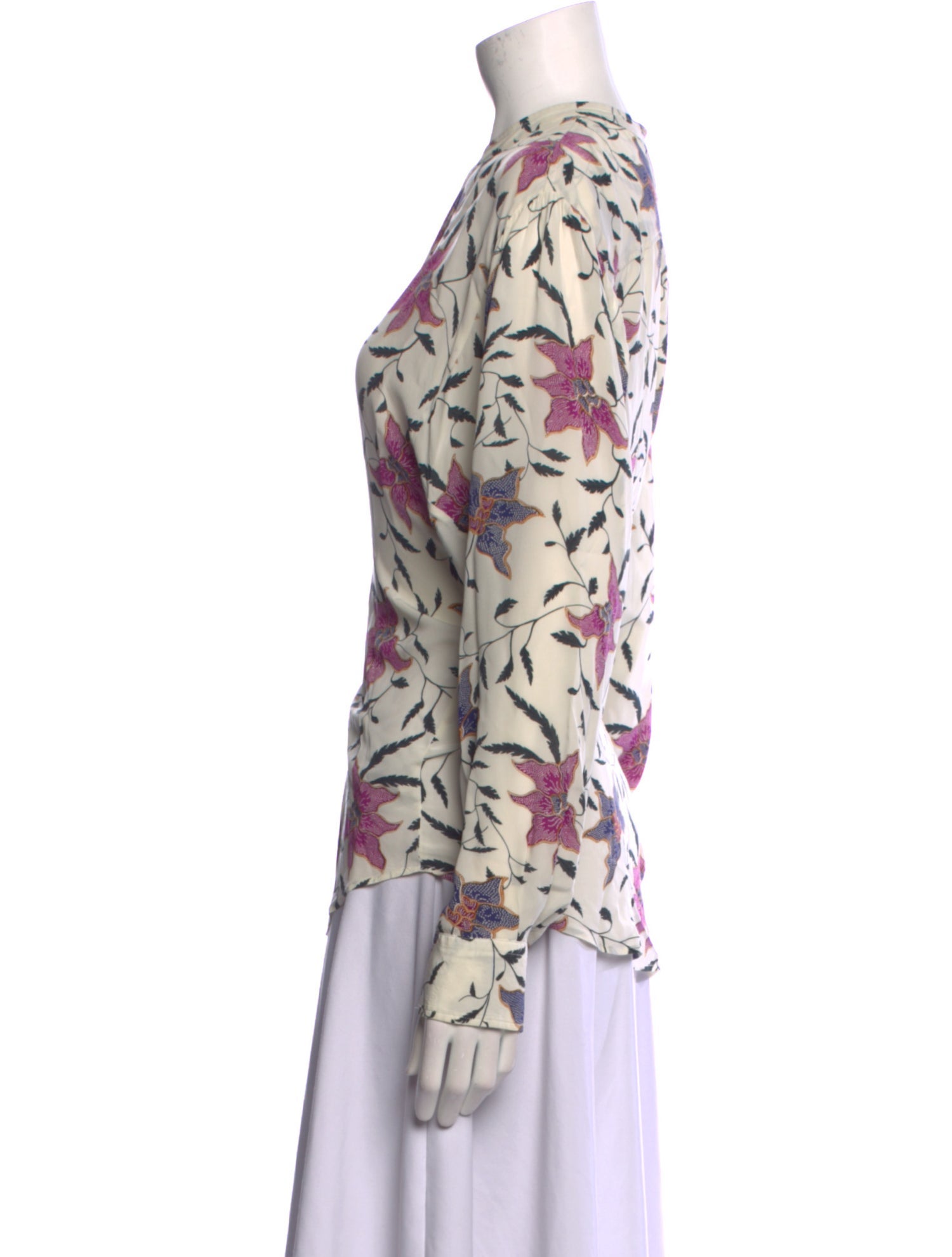 Étoile Isabel Marant Floral Print Mock Neck Button-Up Top