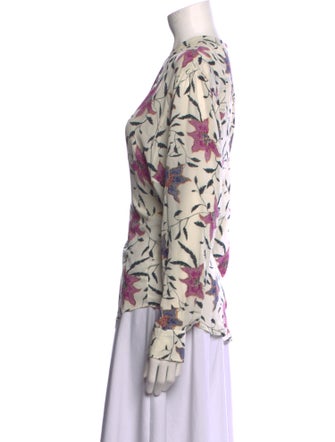 Étoile Isabel Marant Floral Print Mock Neck Button-Up Top