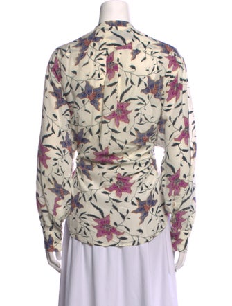 Étoile Isabel Marant Floral Print Mock Neck Button-Up Top