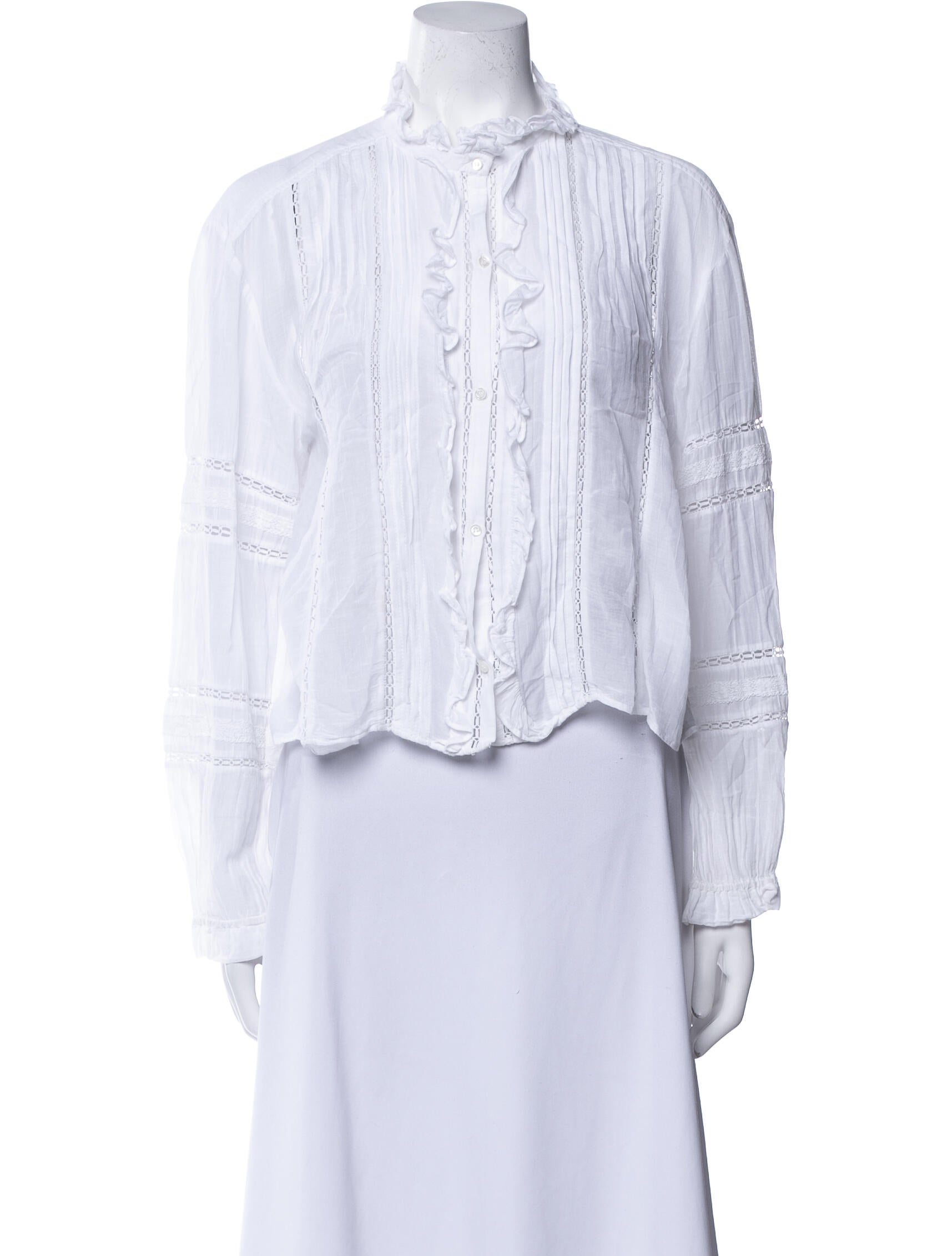 Étoile Isabel Marant Mock Neck Long Sleeve Button-Up Top