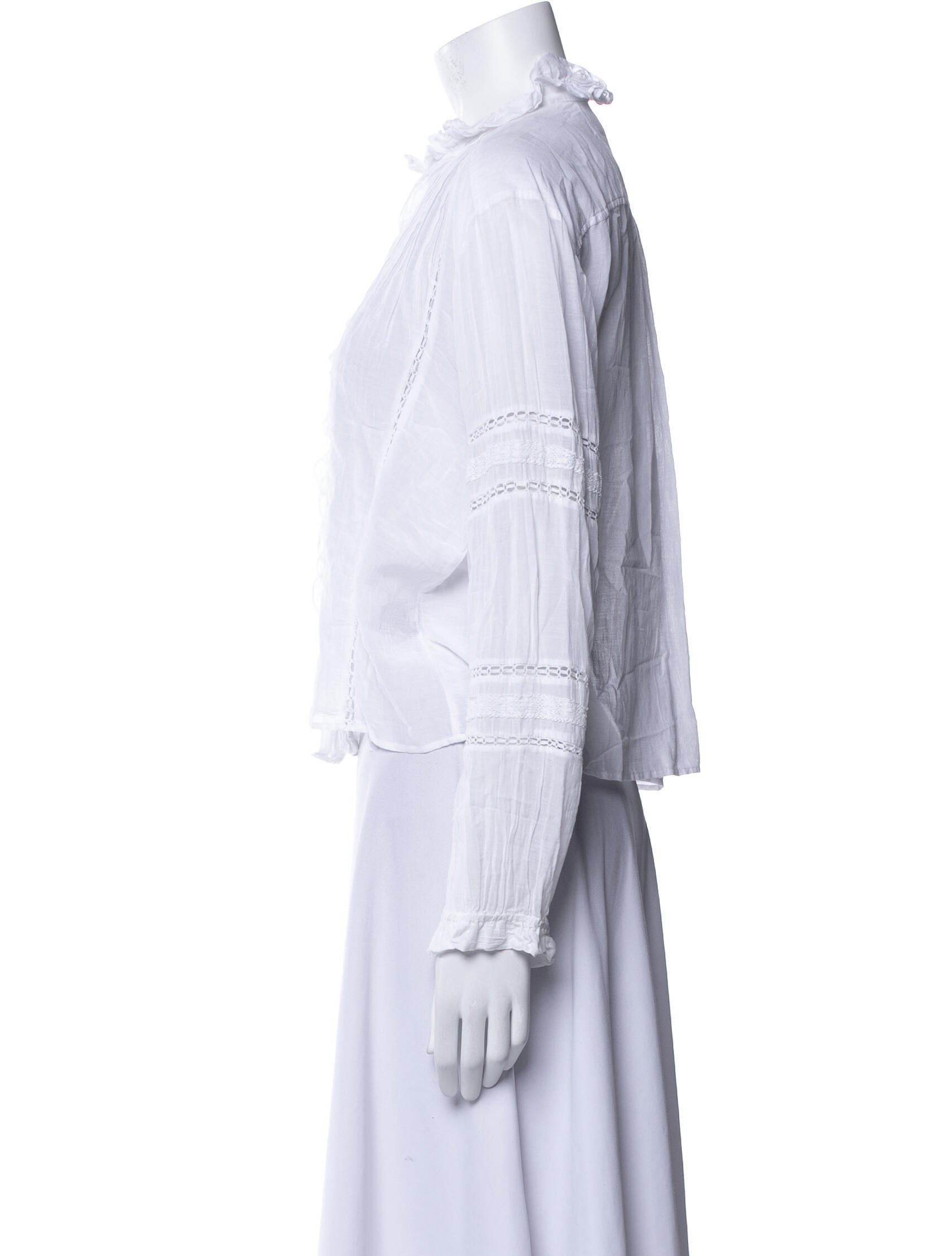 Étoile Isabel Marant Mock Neck Long Sleeve Button-Up Top