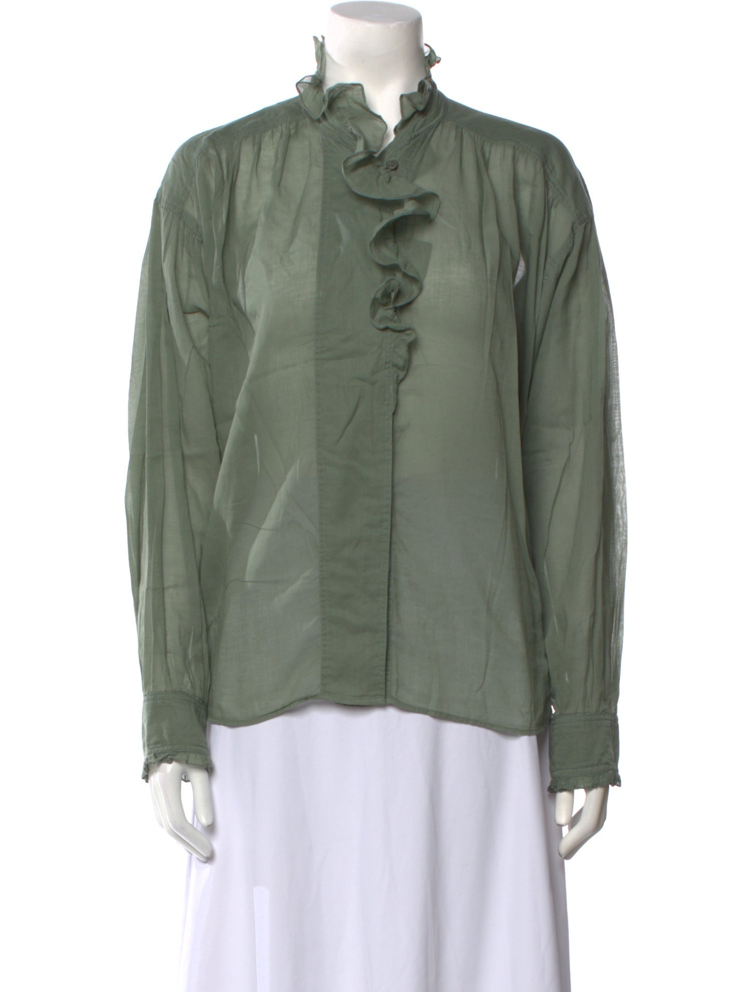Étoile Isabel Marant Mock Neck Long Sleeve Button-Up Top