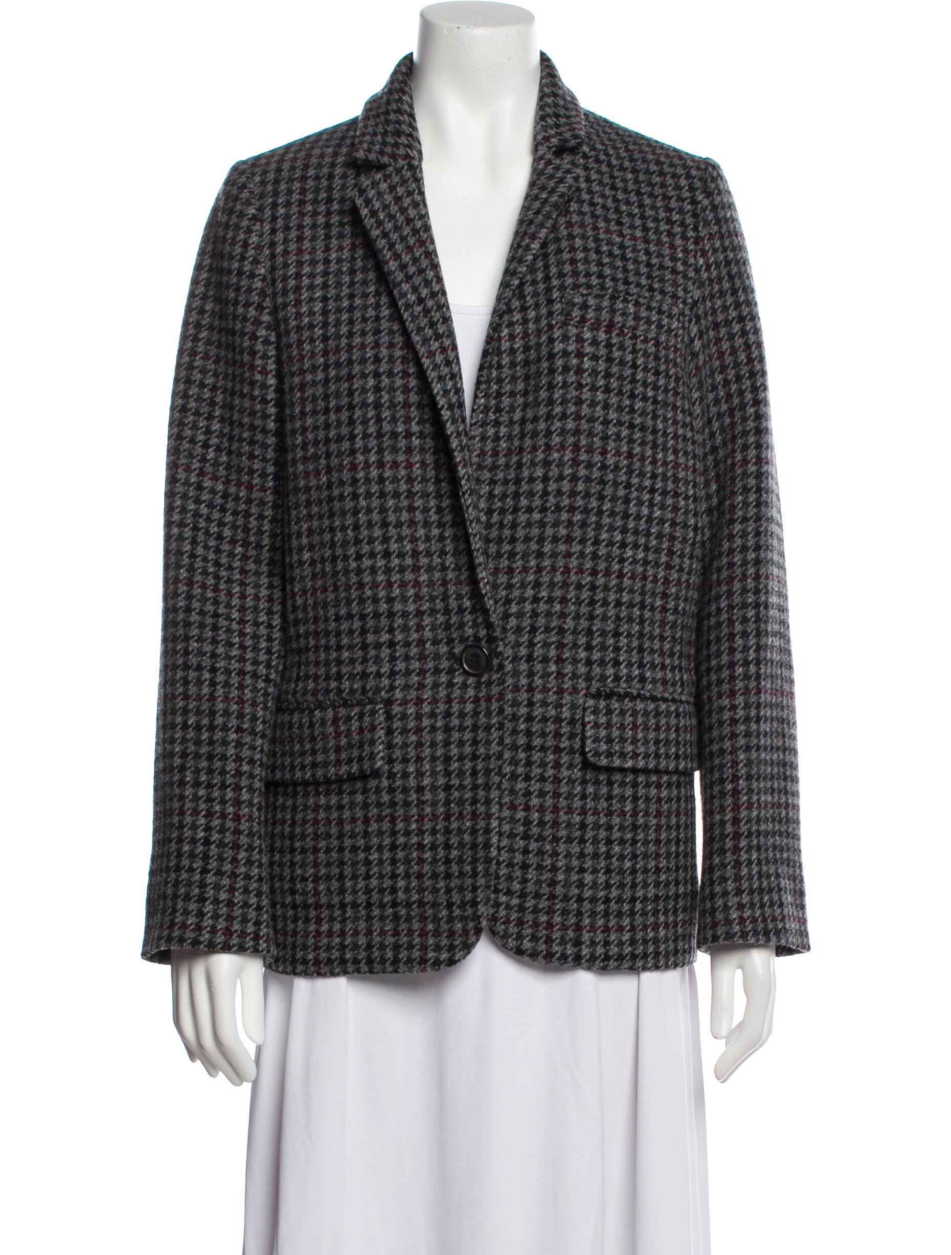 Étoile Isabel Marant Virgin Wool Houndstooth Print Blazer
