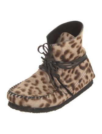 Étoile Isabel Marant Ponyhair Animal Print Lace-Up Boots