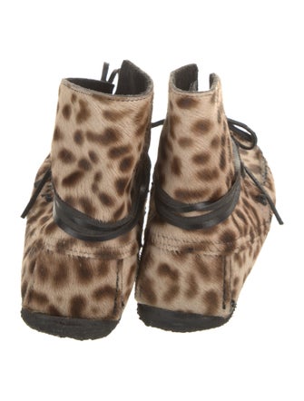 Étoile Isabel Marant Ponyhair Animal Print Lace-Up Boots