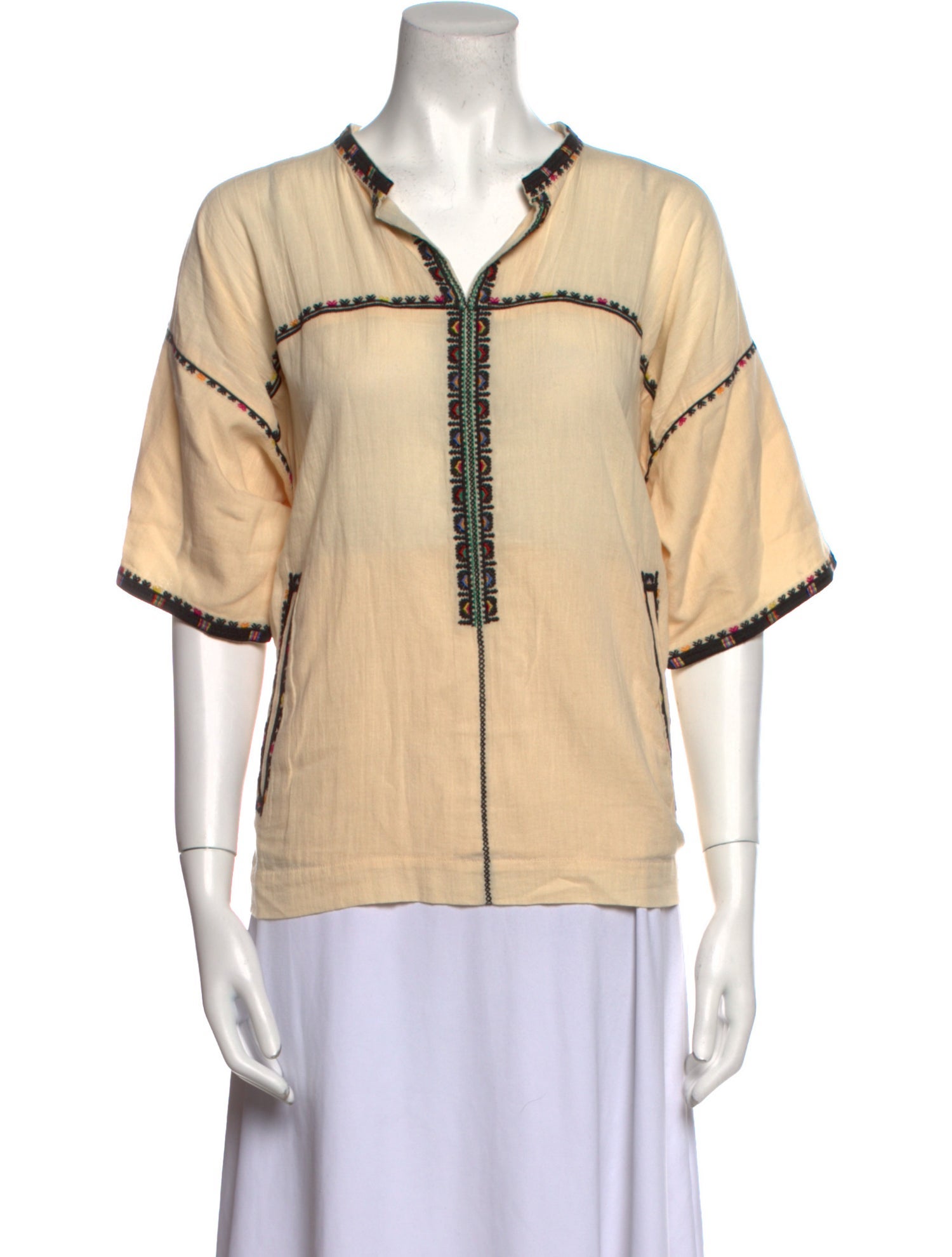 Étoile Isabel Marant V-Neck Three-Quarter Sleeve Blouse