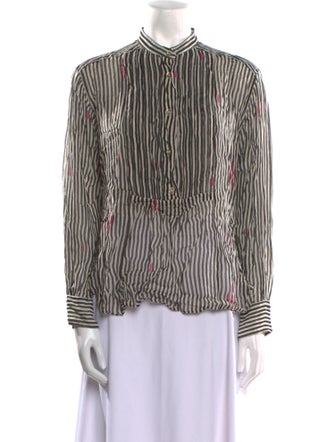 Étoile Isabel Marant Striped Mock Neck Button-Up Top