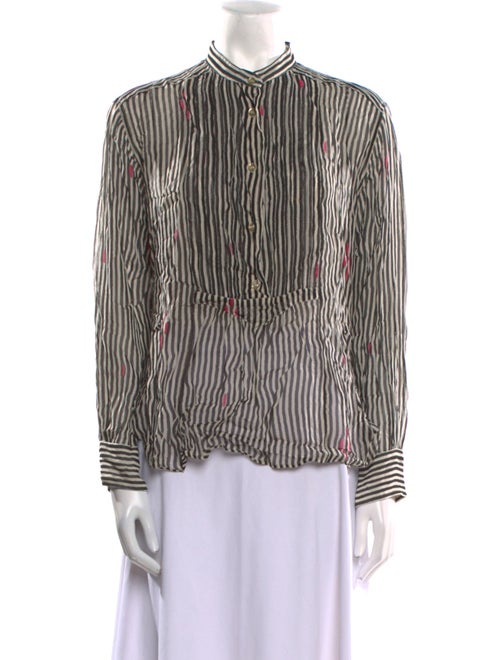 Étoile Isabel Marant Striped Mock Neck Button-Up Top