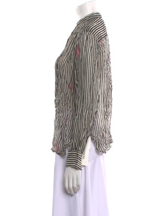 Étoile Isabel Marant Striped Mock Neck Button-Up Top