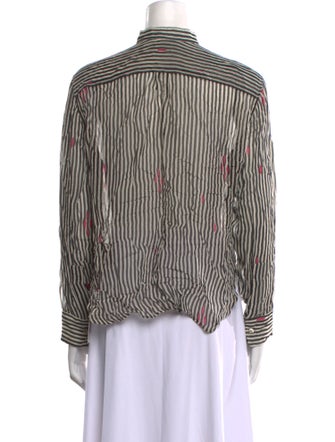 Étoile Isabel Marant Striped Mock Neck Button-Up Top