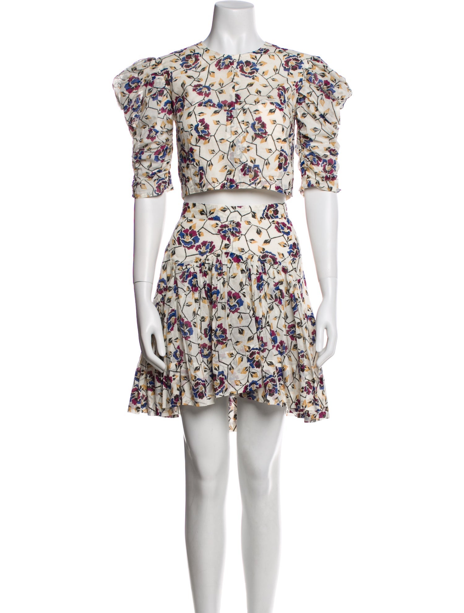 Étoile Isabel Marant Floral Print Pleated Accents Skirt Set