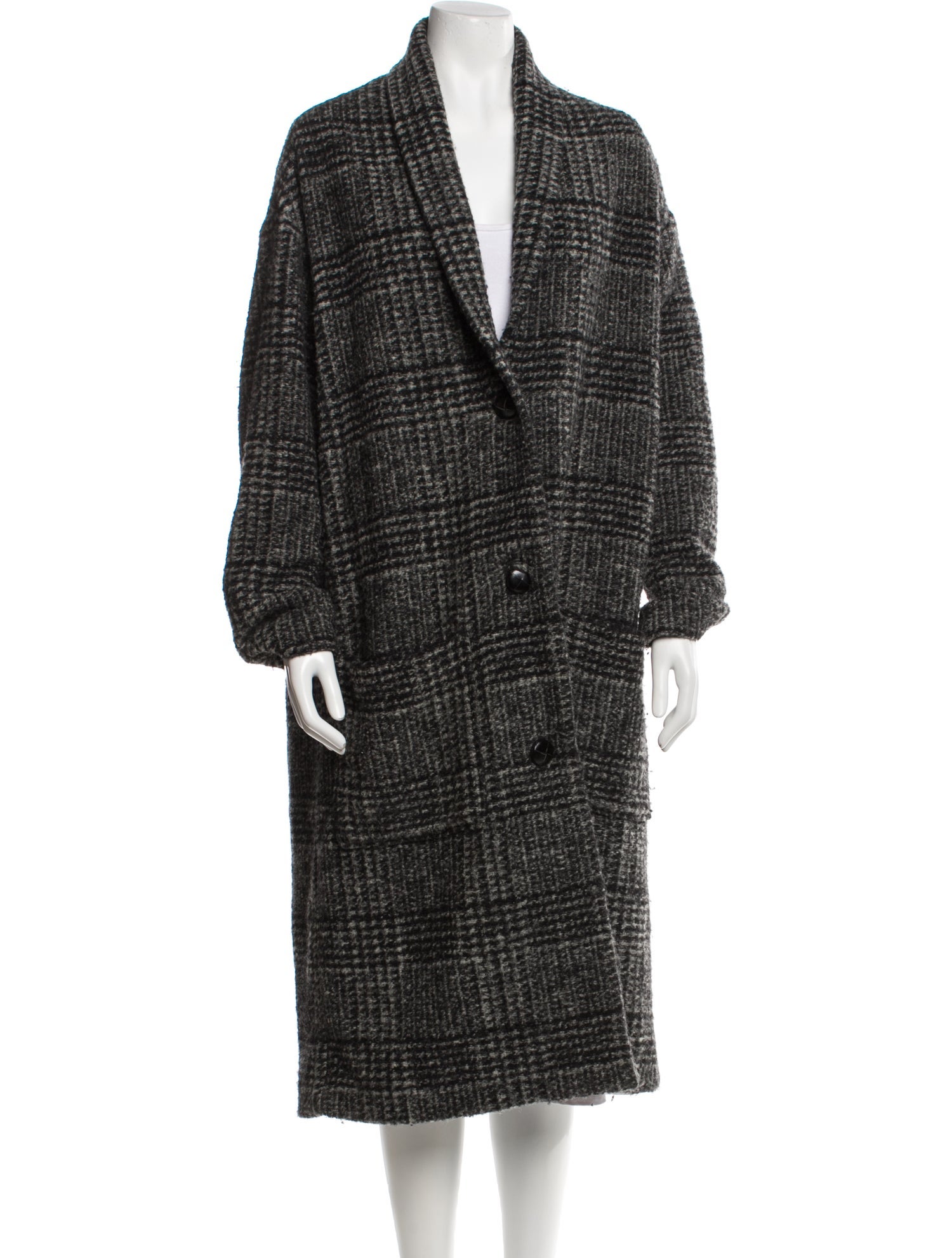 Étoile Isabel Marant Wool Tweed Pattern Faux Fur Coat