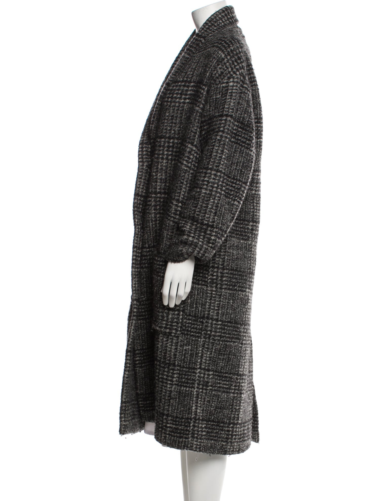Étoile Isabel Marant Wool Tweed Pattern Faux Fur Coat