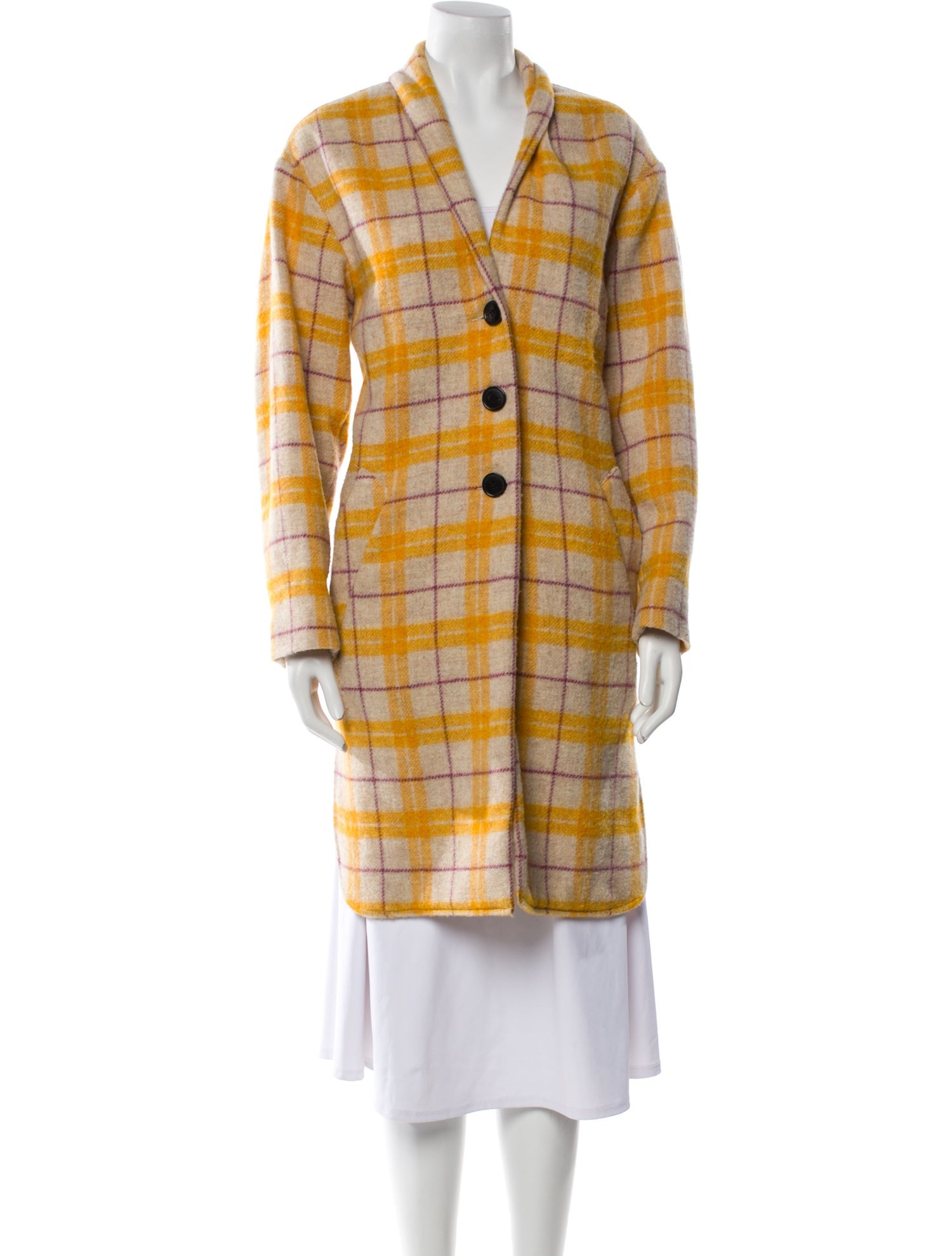 Étoile Isabel Marant Virgin Wool Plaid Print Coat