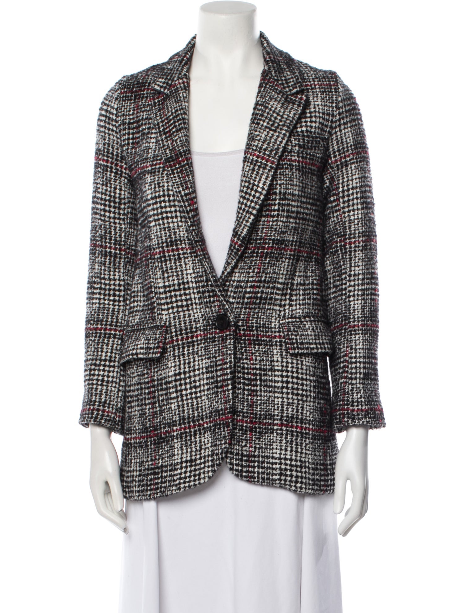 Étoile Isabel Marant Virgin Wool Plaid Print Blazer