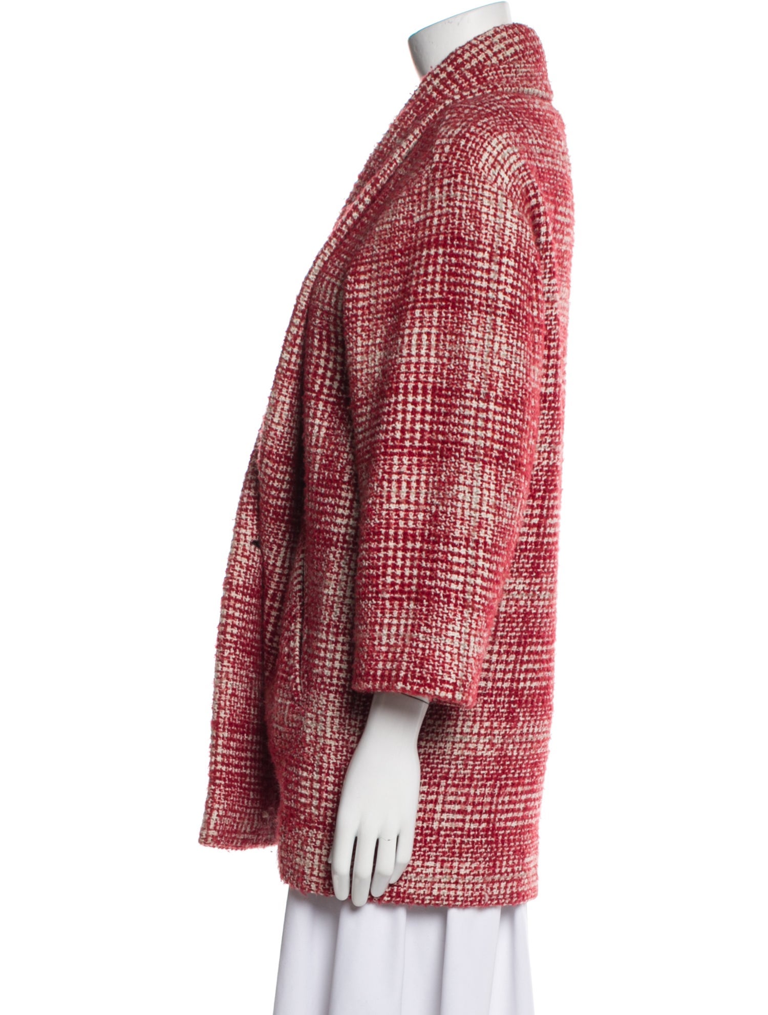 Étoile Isabel Marant Virgin Wool Plaid Print Faux Fur Coat