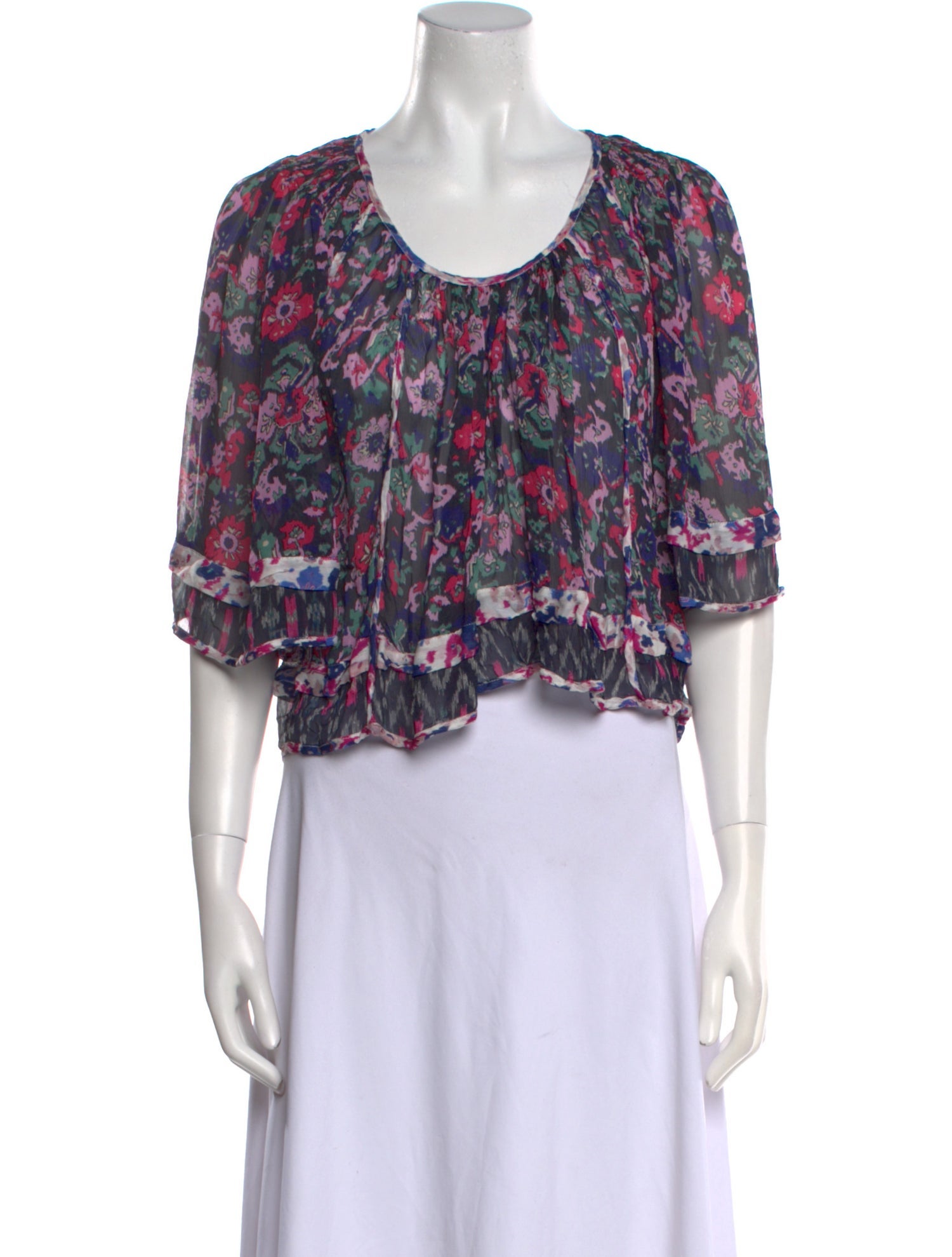 Étoile Isabel Marant Floral Print Scoop Neck Crop Top