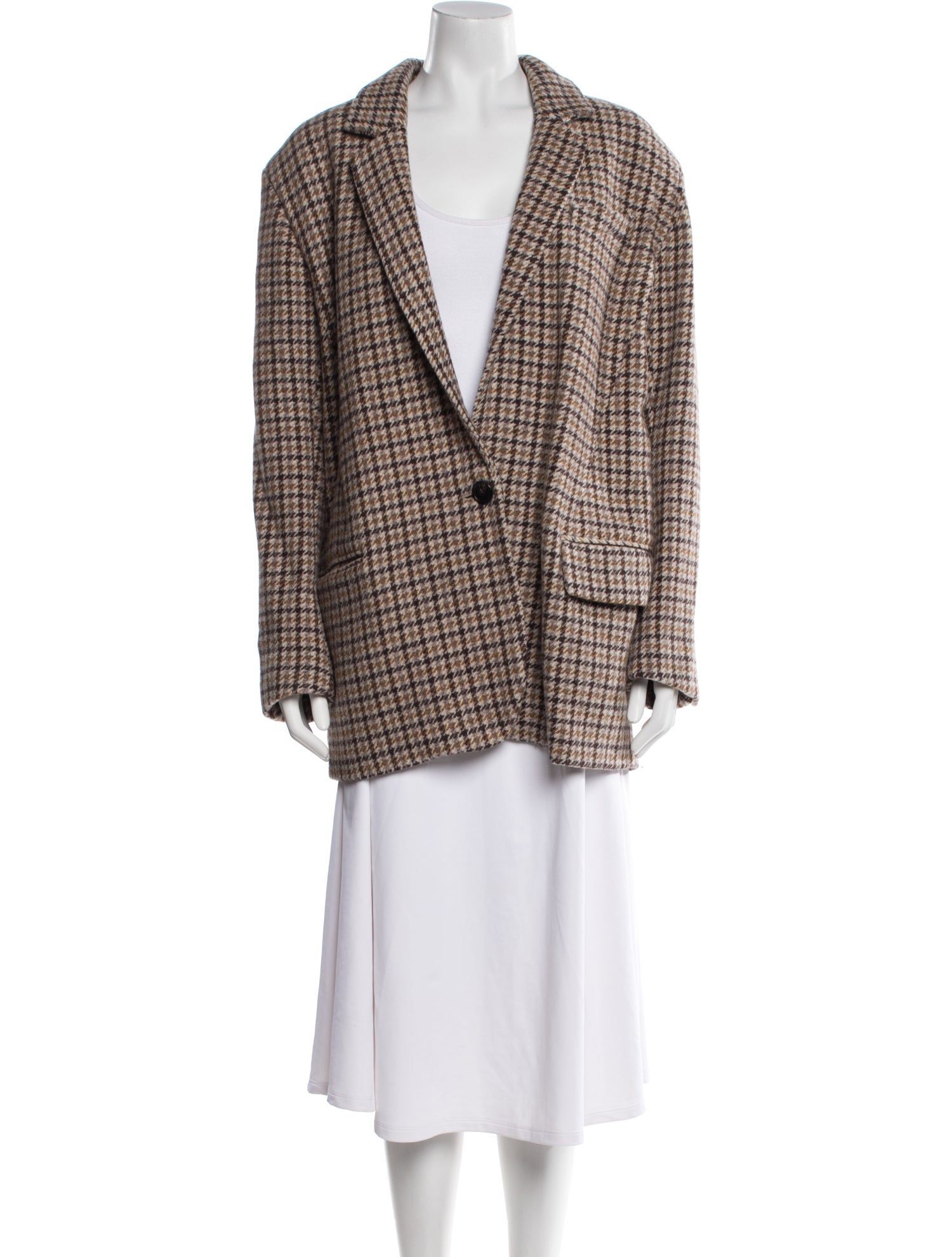 Étoile Isabel Marant Virgin Wool Houndstooth Print Blazer