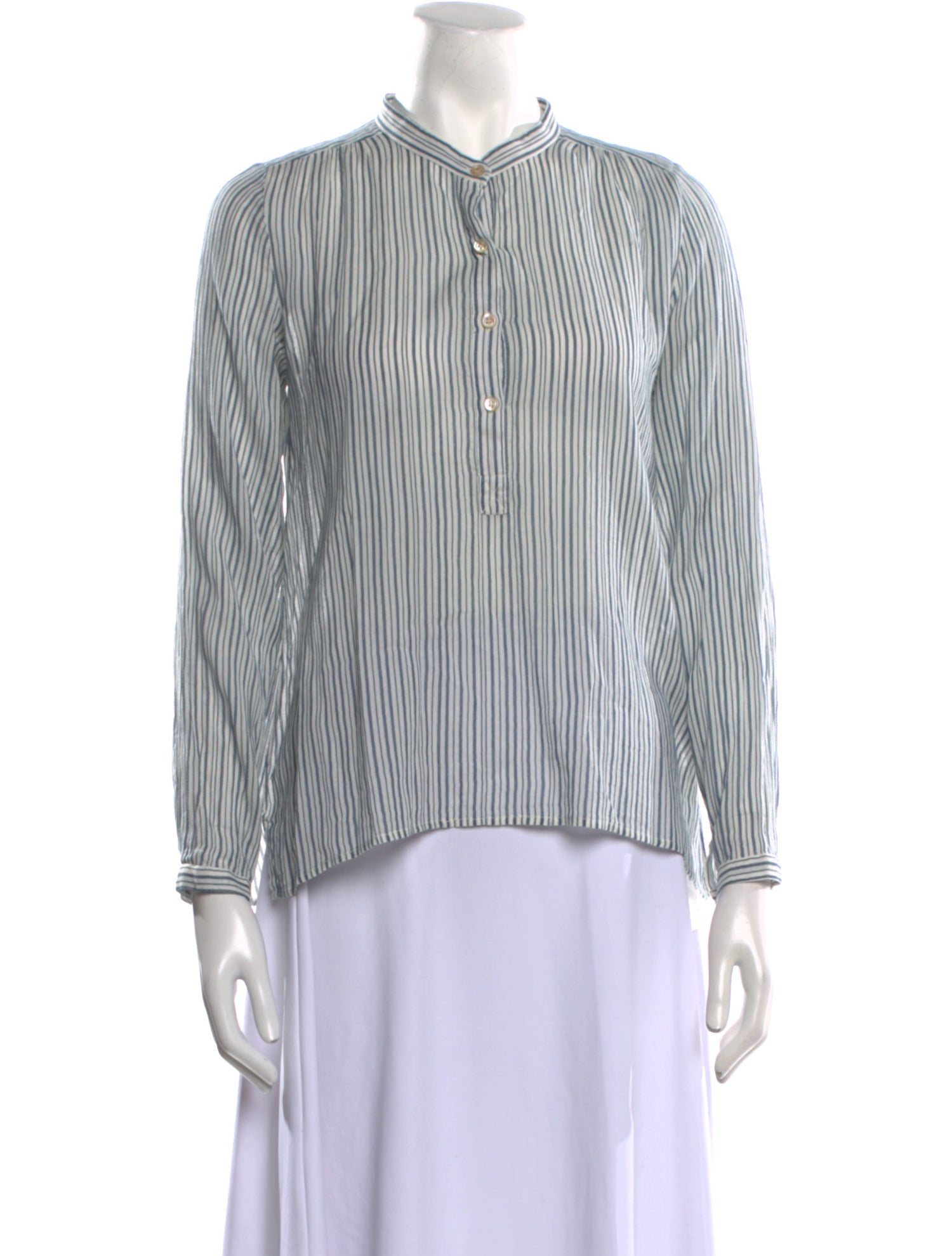 Étoile Isabel Marant Striped Mock Neck Button-Up Top