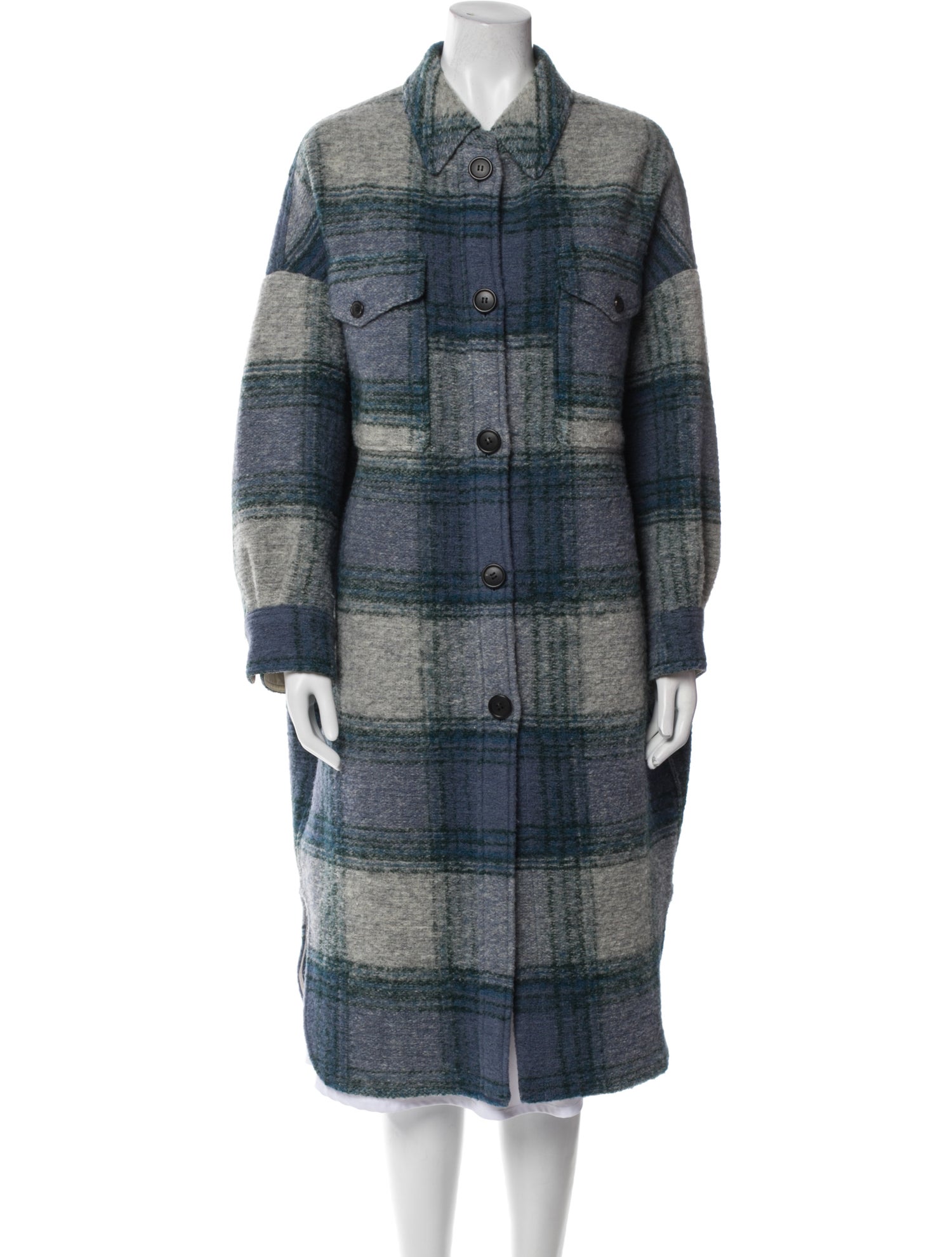 Étoile Isabel Marant Wool Plaid Print Coat