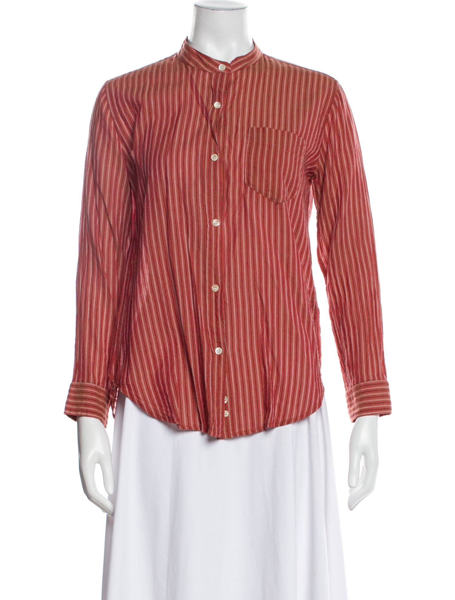 Étoile Isabel Marant Striped Mock Neck Button-Up Top