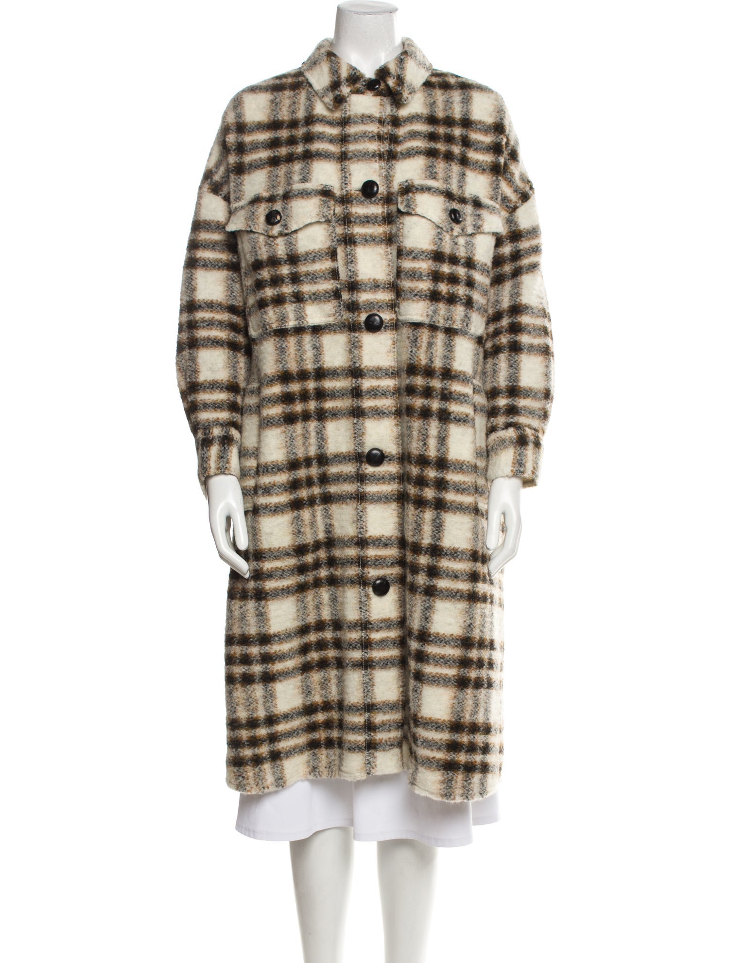 Étoile Isabel Marant Merino Wool Plaid Print Coat