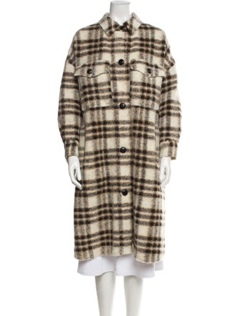 Étoile Isabel Marant Merino Wool Plaid Print Coat