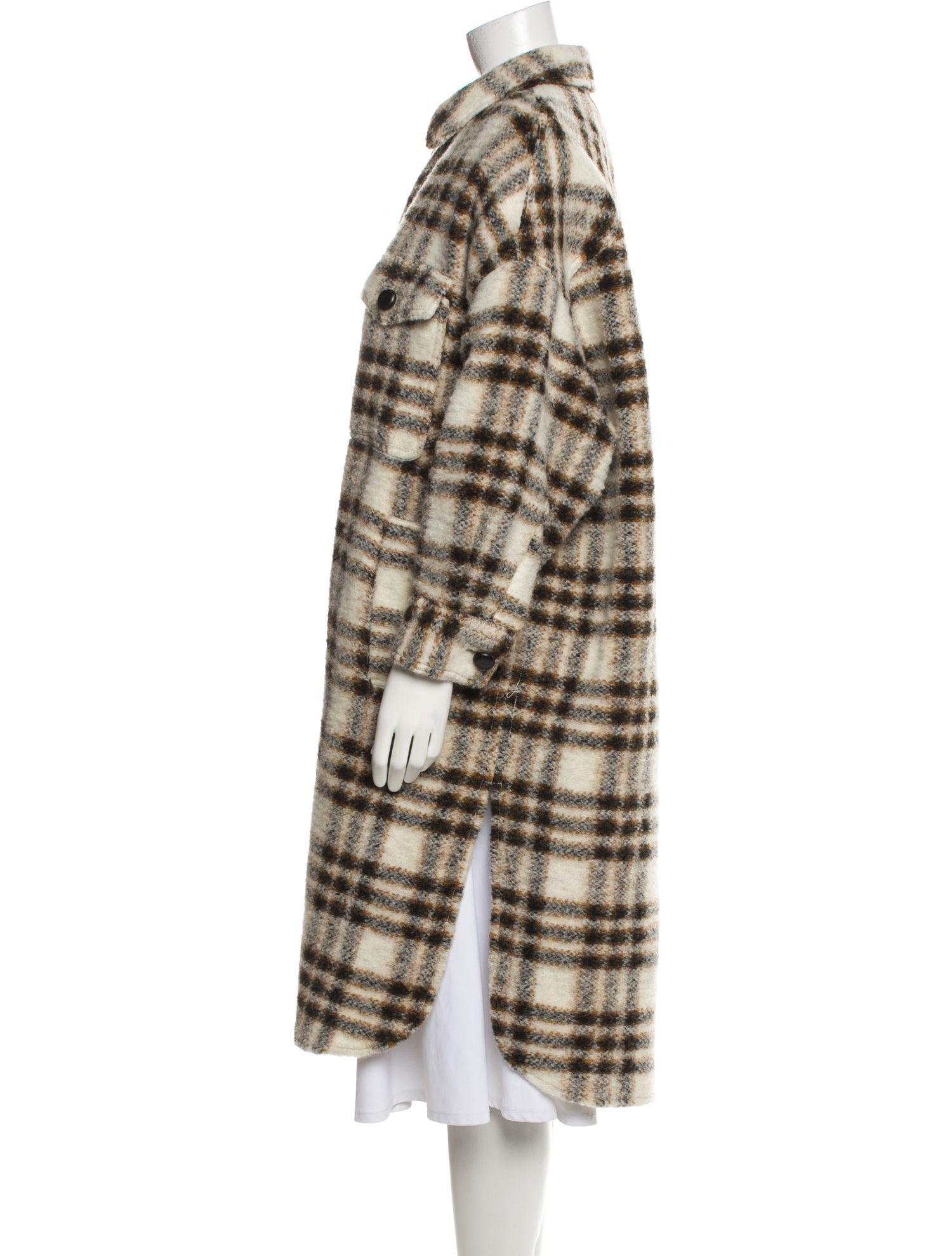 Étoile Isabel Marant Merino Wool Plaid Print Coat