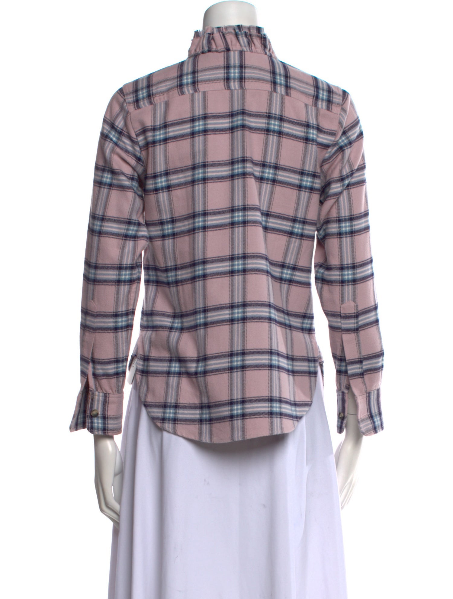Étoile Isabel Marant Plaid Print Three-Quarter Sleeve Button-Up Top