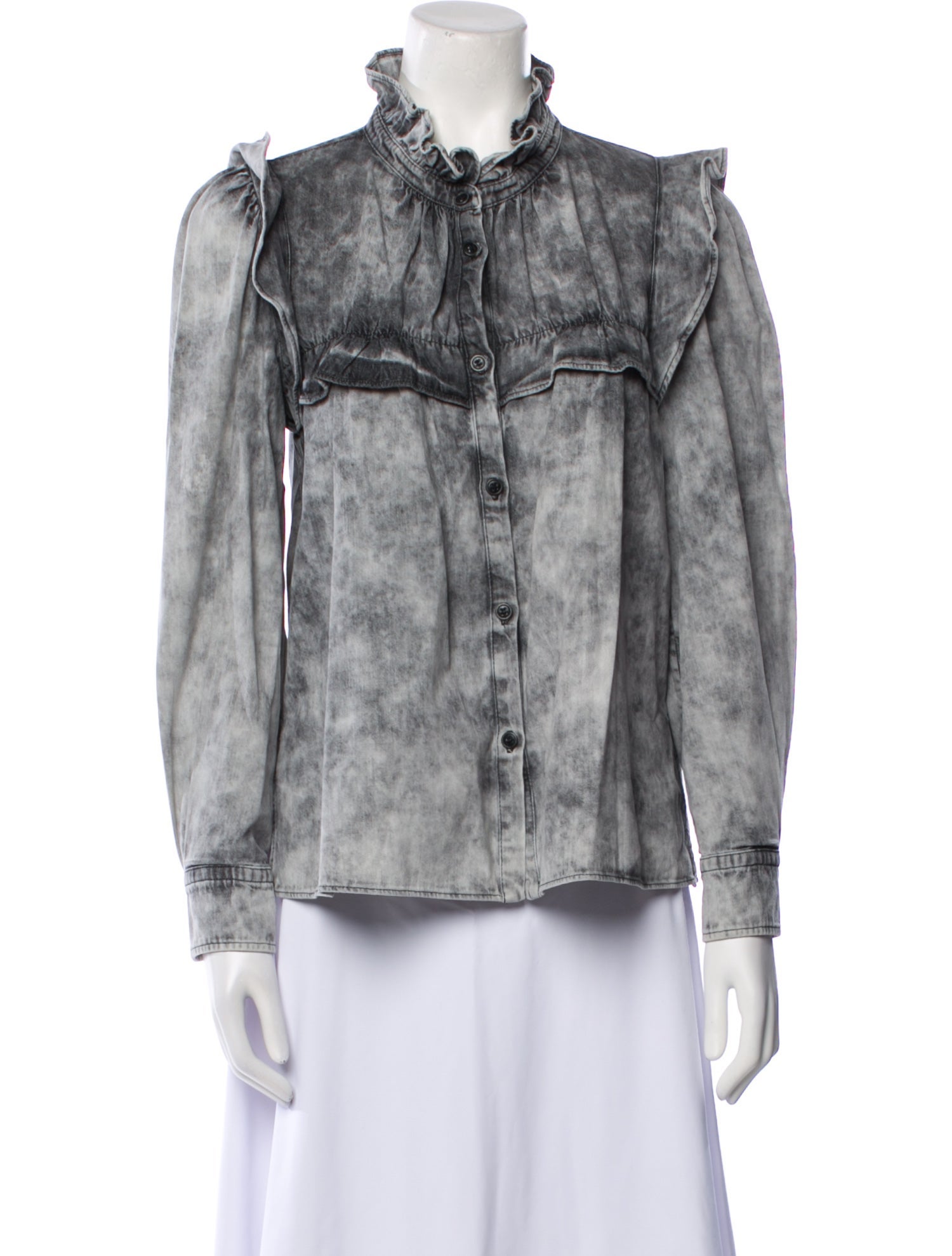 Étoile Isabel Marant Mock Neck Long Sleeve Button-Up Top