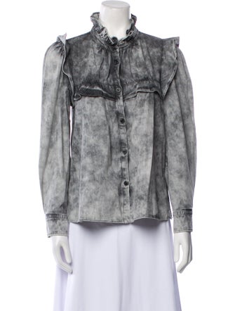 Étoile Isabel Marant Mock Neck Long Sleeve Button-Up Top