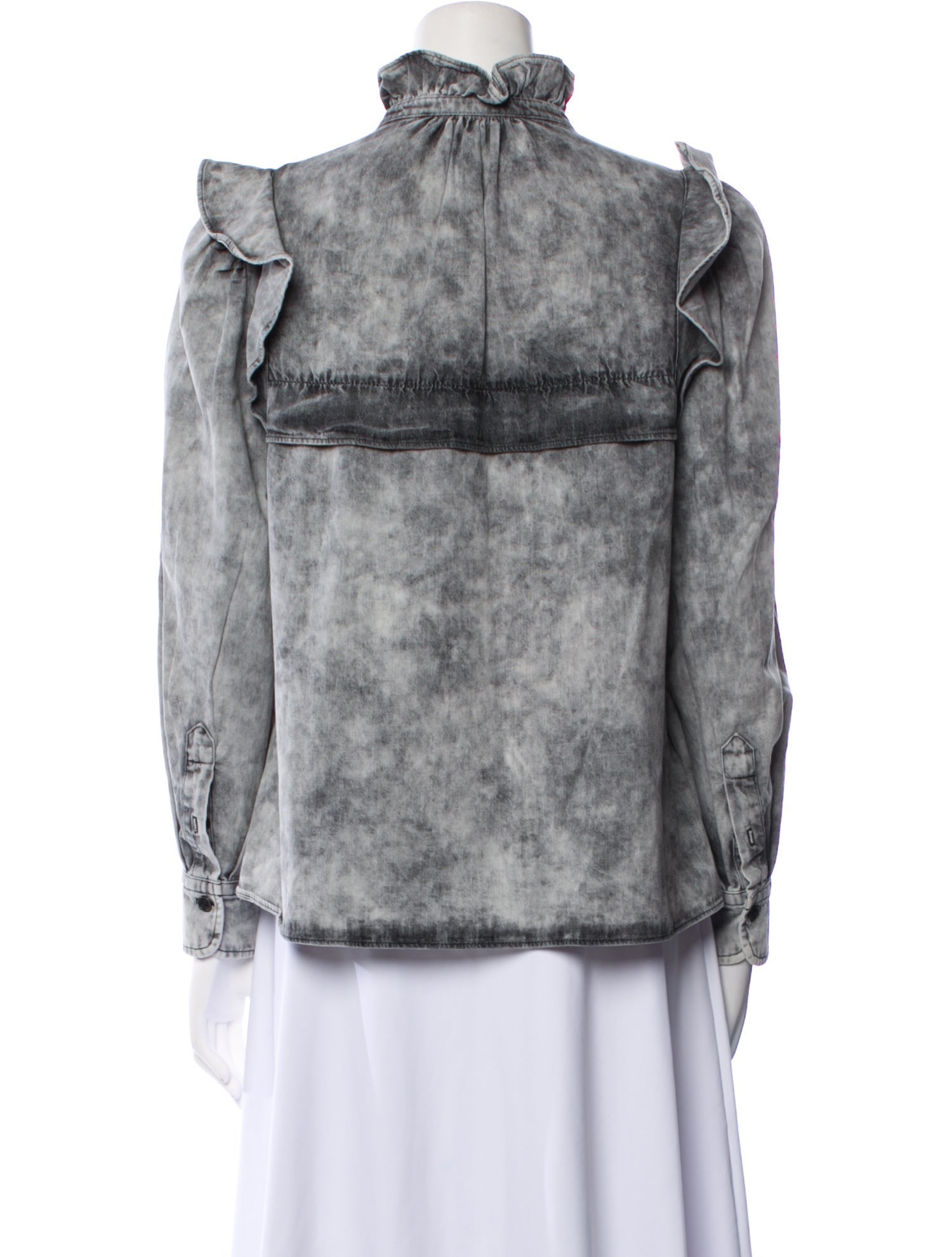 Étoile Isabel Marant Mock Neck Long Sleeve Button-Up Top