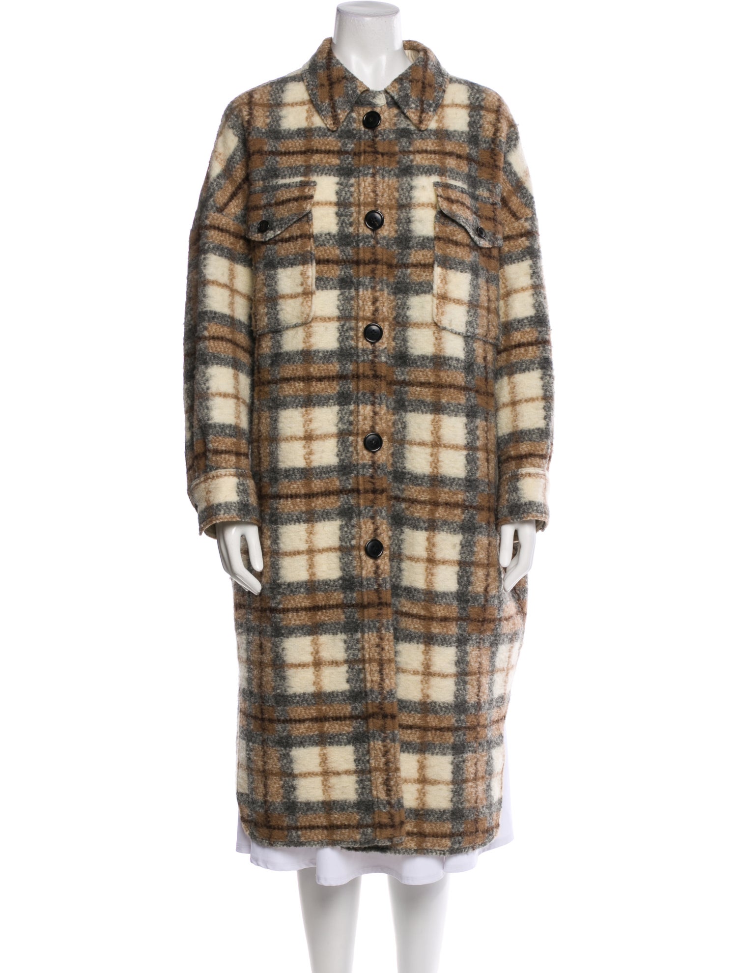 Étoile Isabel Marant Wool Plaid Print Coat