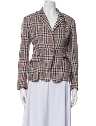 Étoile Isabel Marant Linen Plaid Print Blazer