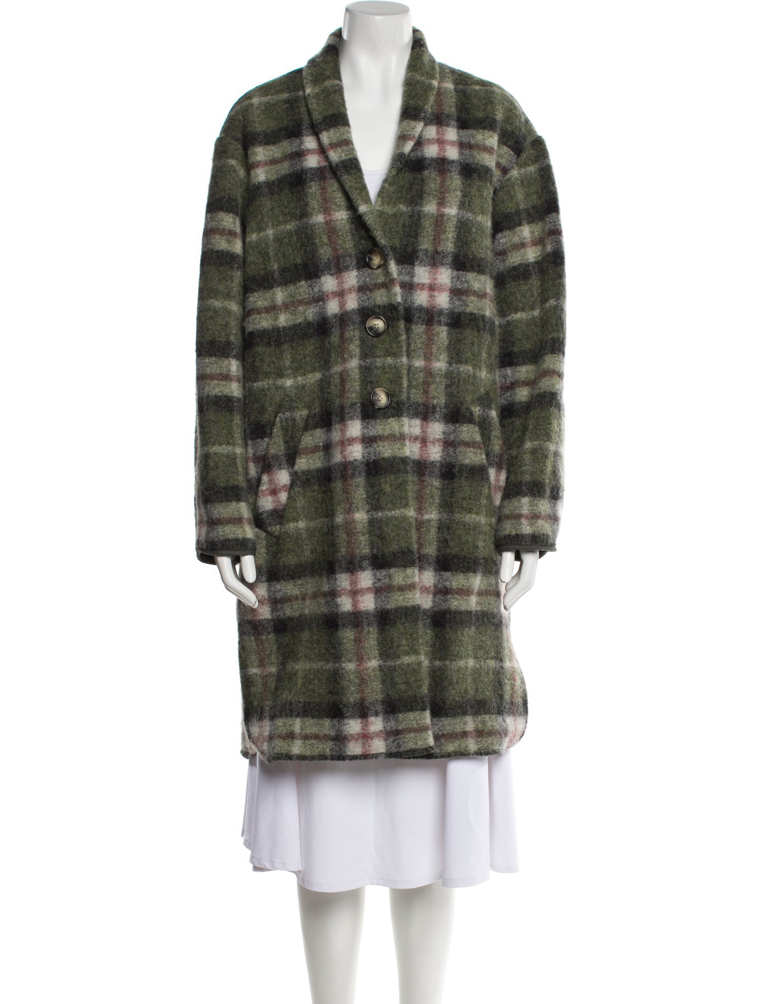 Étoile Isabel Marant Wool Plaid Print Peacoat