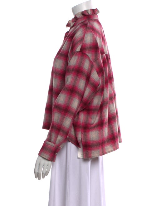 Étoile Isabel Marant Wool Plaid Print Button-Up Top