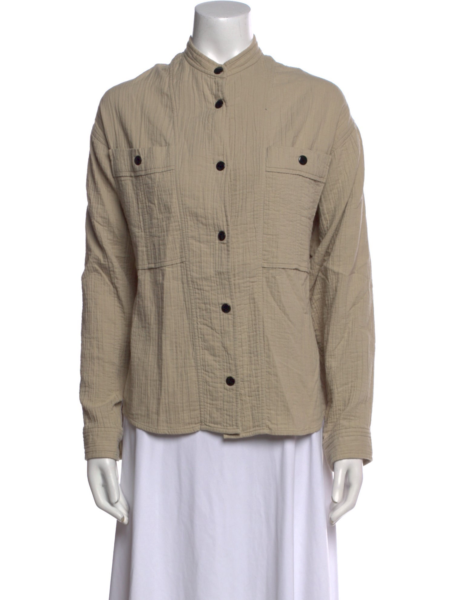 Étoile Isabel Marant Mock Neck Long Sleeve Button-Up Top