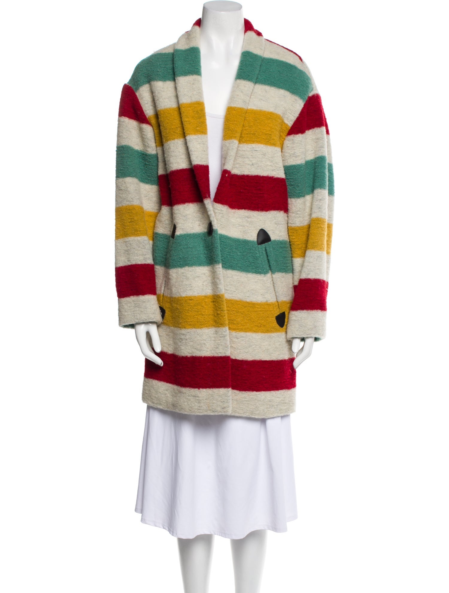 Étoile Isabel Marant Wool Striped Faux Fur Coat