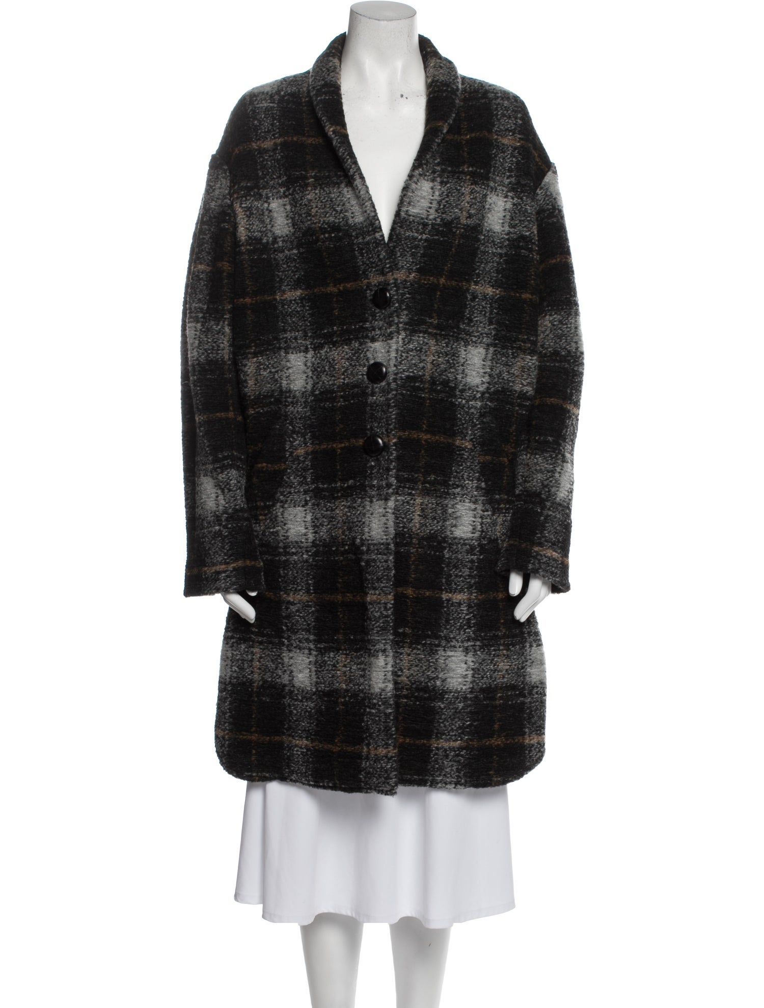 Étoile Isabel Marant Wool Plaid Print Coat