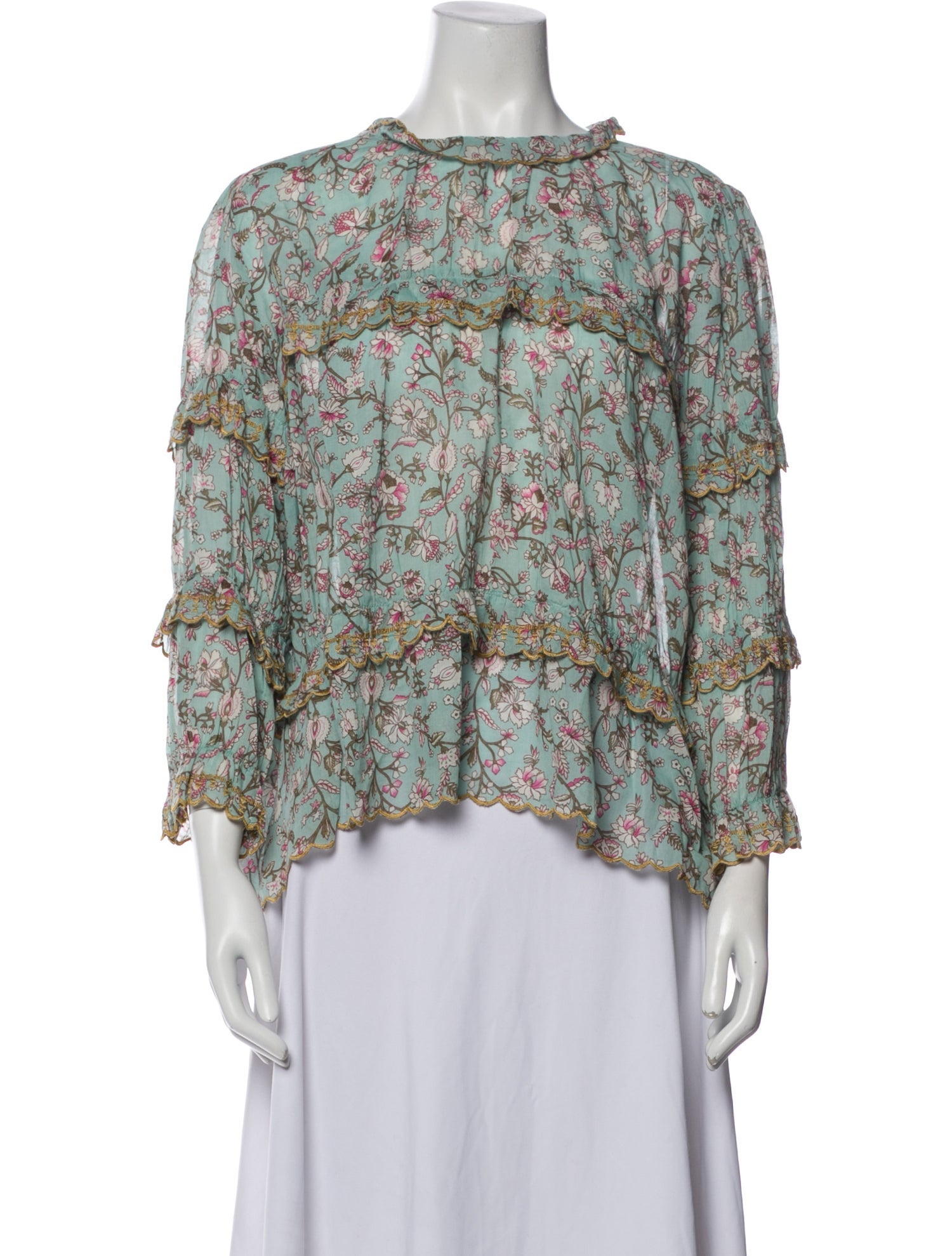 Étoile Isabel Marant Floral Print Mock Neck Blouse