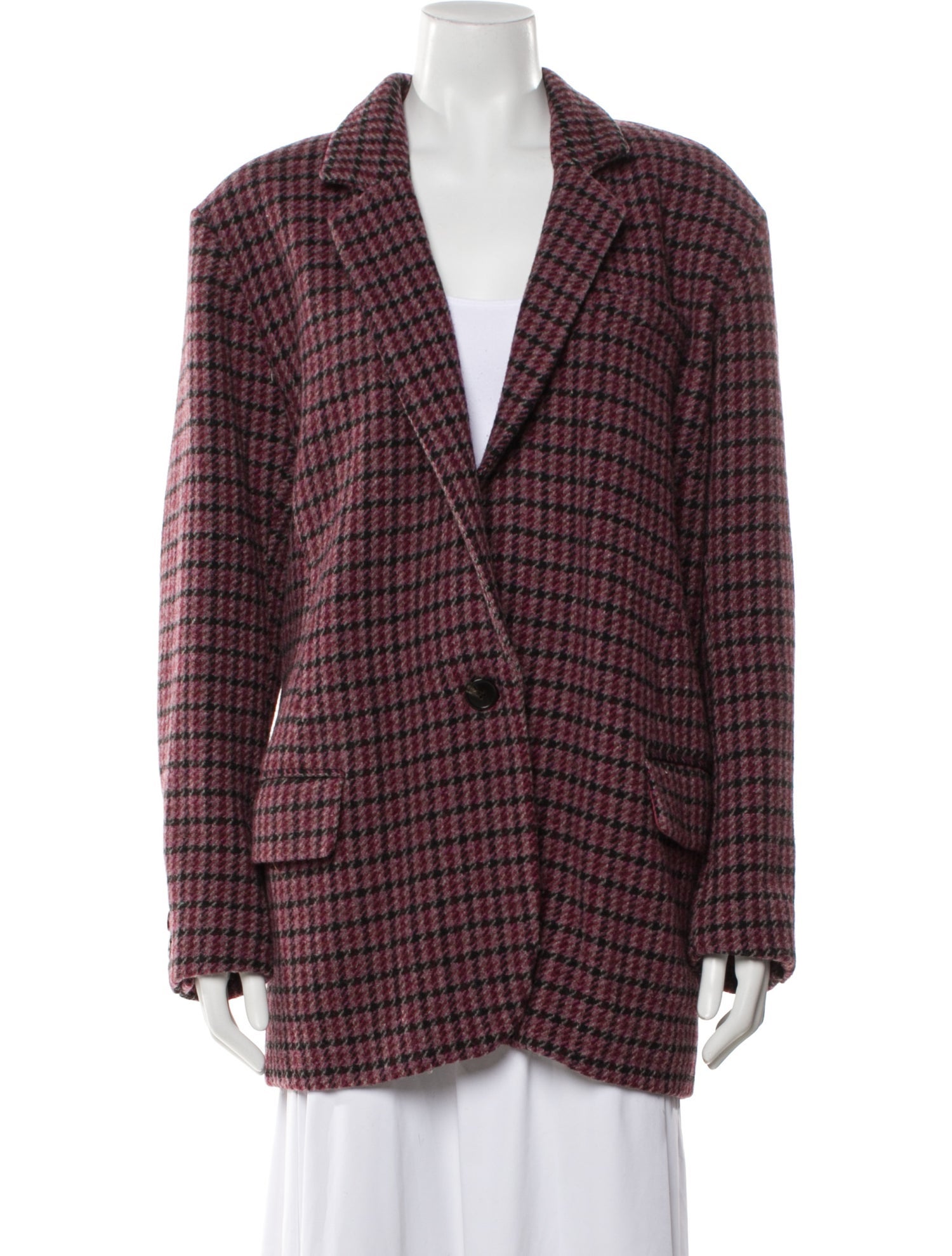 Étoile Isabel Marant Virgin Wool Plaid Print Peacoat