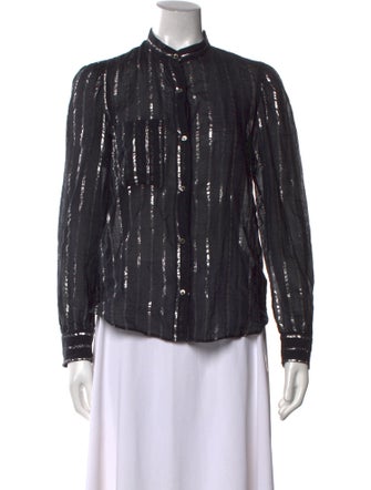 Étoile Isabel Marant Striped Mock Neck Button-Up Top