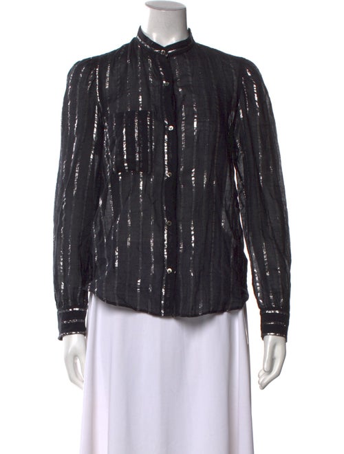 Étoile Isabel Marant Striped Mock Neck Button-Up Top