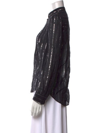 Étoile Isabel Marant Striped Mock Neck Button-Up Top