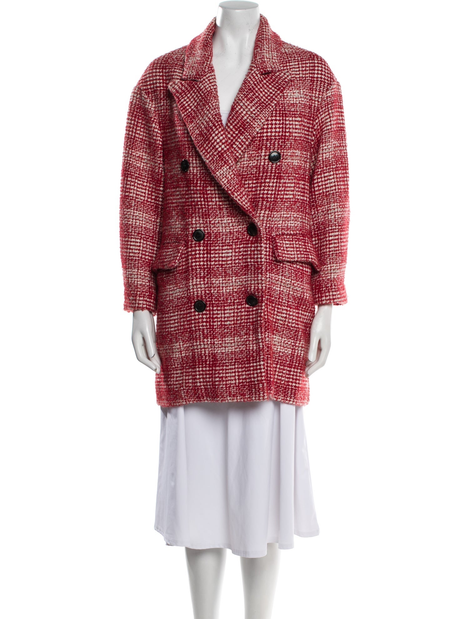 Étoile Isabel Marant Virgin Wool Plaid Print Peacoat
