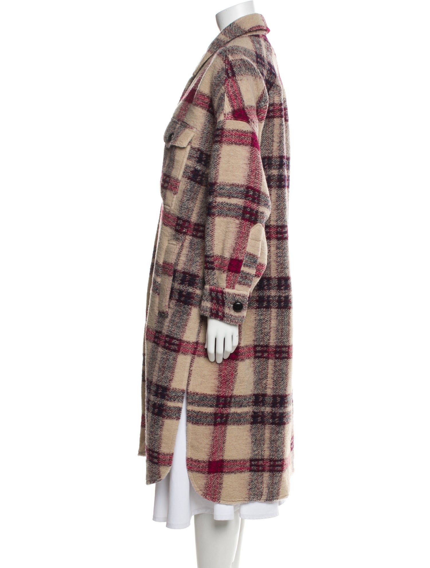 Étoile Isabel Marant Merino Wool Plaid Print Peacoat