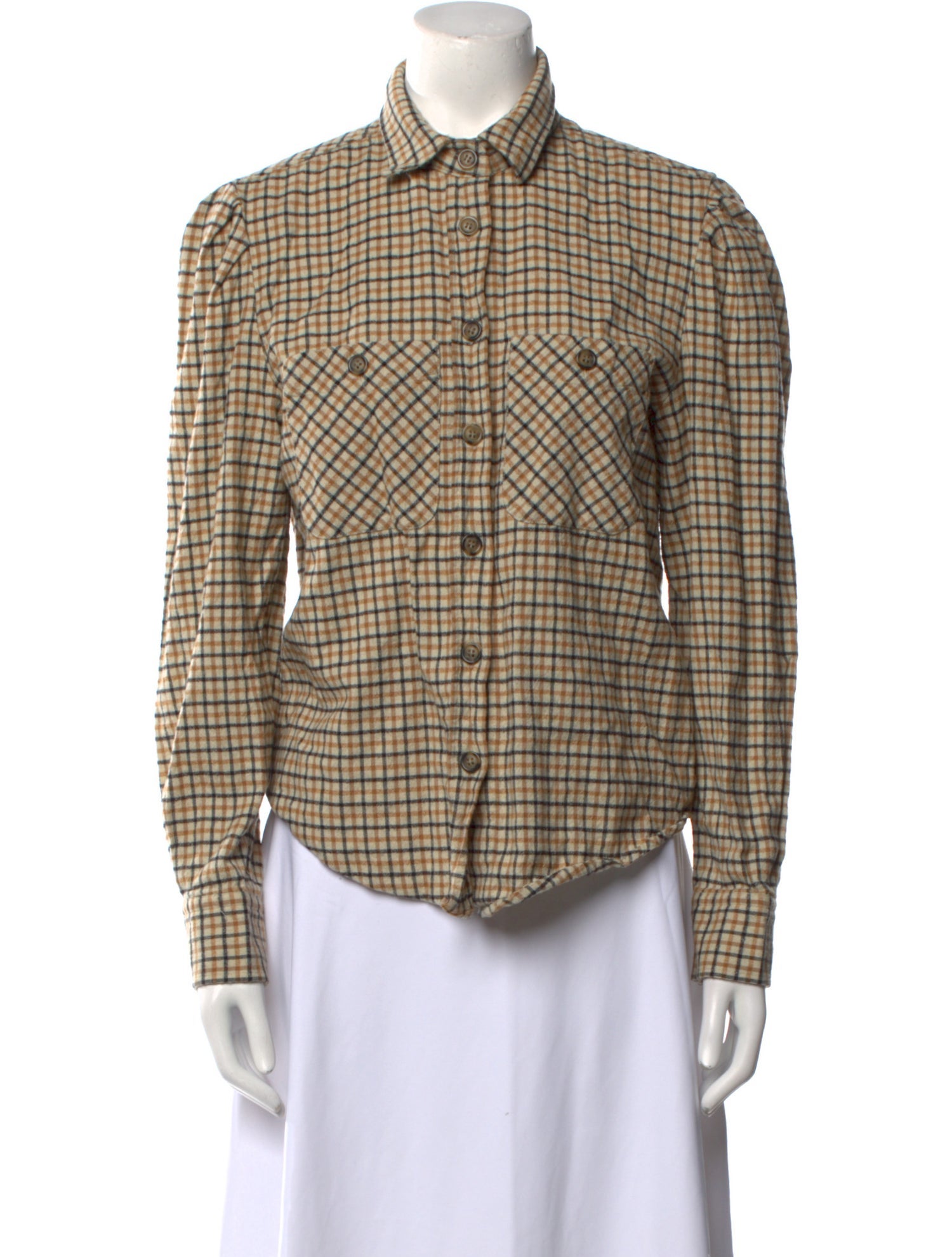 Étoile Isabel Marant Plaid Print Long Sleeve Button-Up Top